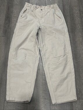 Women’s high rise paper bag Relaxed Corduroy barrel- Cream